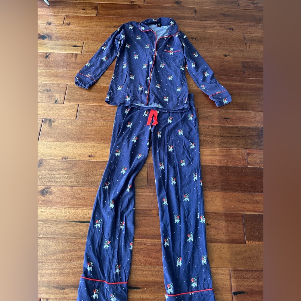 J. Crew Women’s Pajama Set in Navy with Dog Design